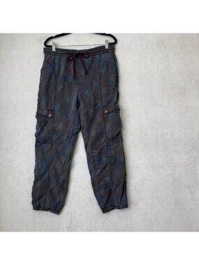 By Anthropologie Cargo Pants Womens Medium Blue Lyocell Floral Cuffed Jogger